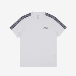 Fila Speedy Logo Tape - Miesten Poolopaita - Valkoinen | FI-17103